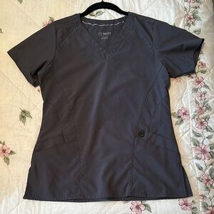 W123 Dark Gray Scrub Top